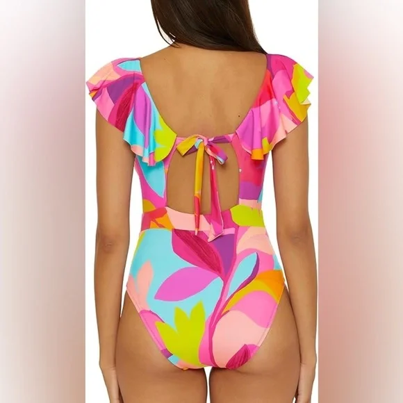 *NWT* Trina Turk Monaco Ruffle One Piece Swimsuit - Picture 3 of 7